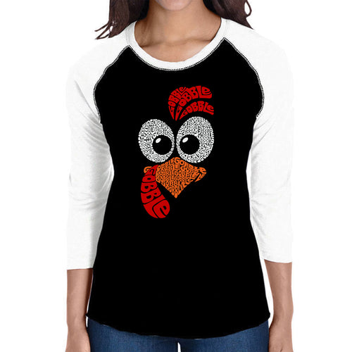 Turkey Face - Women's Raglan Word Art T-Shirt