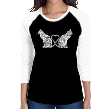 Load image into Gallery viewer, Cat Tail Hearts - Women&#39;s Raglan Word Art T-Shirt