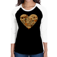 Load image into Gallery viewer, Thanksgiving Heart - Women&#39;s Raglan Word Art T-Shirt