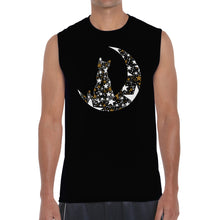 Load image into Gallery viewer, Cat Sitting On Moon - Men's Word Art Sleeveless T-Shirt