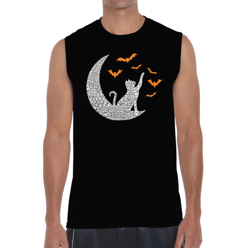 Halloween Cat Moon - Men's Word Art Sleeveless T-Shirt