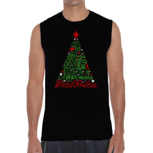 Load image into Gallery viewer, Holiday Christmas Tree - Men's Word Art Sleeveless T-Shirt
