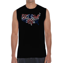 Load image into Gallery viewer, USA Fireworks - Men's Word Art Sleeveless T-Shirt