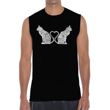 Load image into Gallery viewer, Cat Tail Hearts - Men&#39;s Word Art Sleeveless T-Shirt