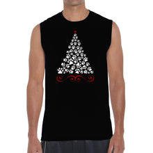 Load image into Gallery viewer, Paw Christmas Tree - Men&#39;s Word Art Sleeveless T-Shirt