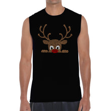 Load image into Gallery viewer, Peeking Reindeer - Men's Word Art Sleeveless T-Shirt