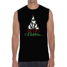 Load image into Gallery viewer, Meowy Christmas Tree - Men&#39;s Word Art Sleeveless T-Shirt