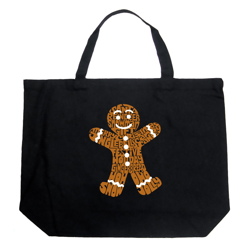 Gingerbread - Large Word Art Tote Bag