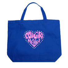 Load image into Gallery viewer, Cowgirl at Heart - Large Word Art Tote Bag