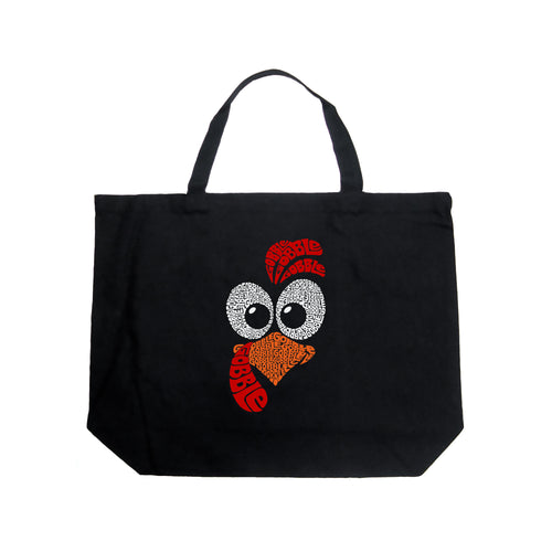 Turkey Face - Large Word Art Tote Bag