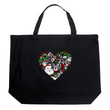 Load image into Gallery viewer, Christmas Themed Heart - Large Word Art Tote Bag