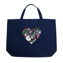 Load image into Gallery viewer, Christmas Themed Heart - Large Word Art Tote Bag