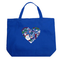 Load image into Gallery viewer, Christmas Themed Heart - Large Word Art Tote Bag