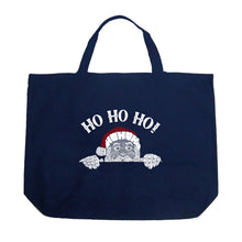 Load image into Gallery viewer, Peeking Santa - Large Word Art Tote Bag
