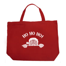 Load image into Gallery viewer, Peeking Santa - Large Word Art Tote Bag