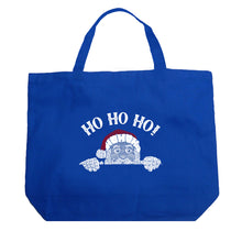 Load image into Gallery viewer, Peeking Santa - Large Word Art Tote Bag