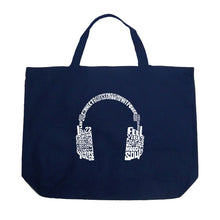 Load image into Gallery viewer, Mood Headphones - Large Word Art Tote Bag
