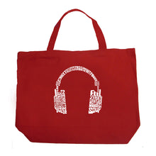 Load image into Gallery viewer, Mood Headphones - Large Word Art Tote Bag