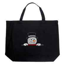 Load image into Gallery viewer, Peeking Snowman - Large Word Art Tote Bag