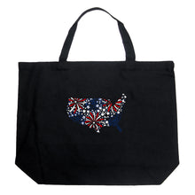 Load image into Gallery viewer, USA Fireworks - Large Word Art Tote Bag