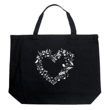 Load image into Gallery viewer, Sheet Music Heart - Large Word Art Tote Bag