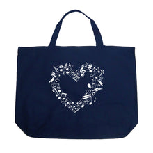 Load image into Gallery viewer, Sheet Music Heart - Large Word Art Tote Bag