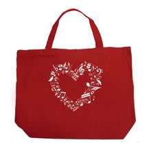 Load image into Gallery viewer, Sheet Music Heart - Large Word Art Tote Bag