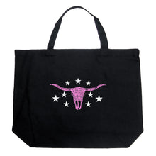 Load image into Gallery viewer, Cowgirl Cowskull - Large Word Art Tote Bag