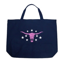Load image into Gallery viewer, Cowgirl Cowskull - Large Word Art Tote Bag