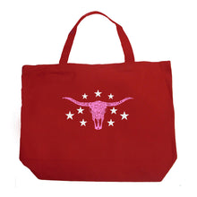 Load image into Gallery viewer, Cowgirl Cowskull - Large Word Art Tote Bag