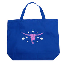 Load image into Gallery viewer, Cowgirl Cowskull - Large Word Art Tote Bag