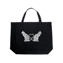Load image into Gallery viewer, Cat Tail Hearts - Large Word Art Tote Bag