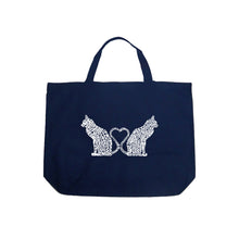 Load image into Gallery viewer, Cat Tail Hearts - Large Word Art Tote Bag
