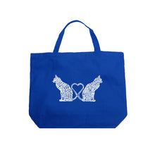 Load image into Gallery viewer, Cat Tail Hearts - Large Word Art Tote Bag