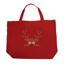 Load image into Gallery viewer, Peeking Reindeer - Large Word Art Tote Bag
