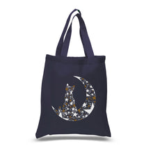 Load image into Gallery viewer, Cat Sitting On Moon - Small Word Art Tote Bag