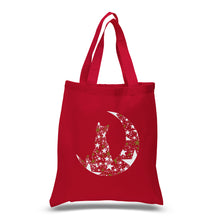 Load image into Gallery viewer, Cat Sitting On Moon - Small Word Art Tote Bag