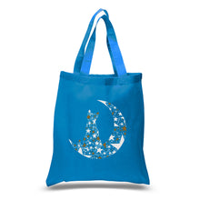 Load image into Gallery viewer, Cat Sitting On Moon - Small Word Art Tote Bag