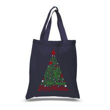 Load image into Gallery viewer, Holiday Christmas Tree - Small Word Art Tote Bag