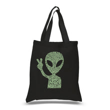 Load image into Gallery viewer, Peace Alien - Small Word Art Tote Bag