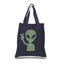 Load image into Gallery viewer, Peace Alien - Small Word Art Tote Bag