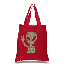 Load image into Gallery viewer, Peace Alien - Small Word Art Tote Bag