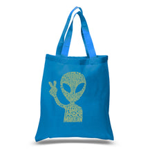 Load image into Gallery viewer, Peace Alien - Small Word Art Tote Bag