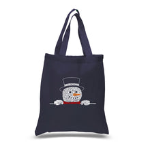 Load image into Gallery viewer, Peeking Snowman - Small Word Art Tote Bag
