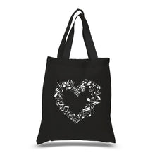 Load image into Gallery viewer, Sheet Music Heart - Small Word Art Tote Bag