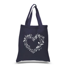 Load image into Gallery viewer, Sheet Music Heart - Small Word Art Tote Bag