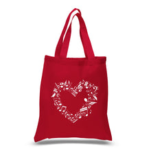 Load image into Gallery viewer, Sheet Music Heart - Small Word Art Tote Bag