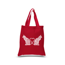 Load image into Gallery viewer, Cat Tail Hearts - Small Word Art Tote Bag