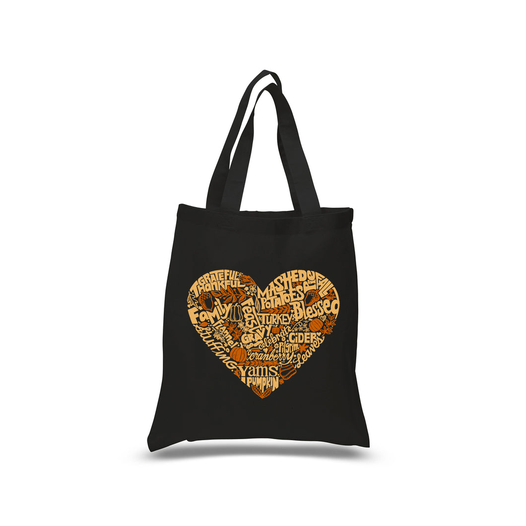 Thanksgiving Heart - Small Word Art Tote Bag