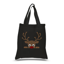 Load image into Gallery viewer, Peeking Reindeer - Small Word Art Tote Bag